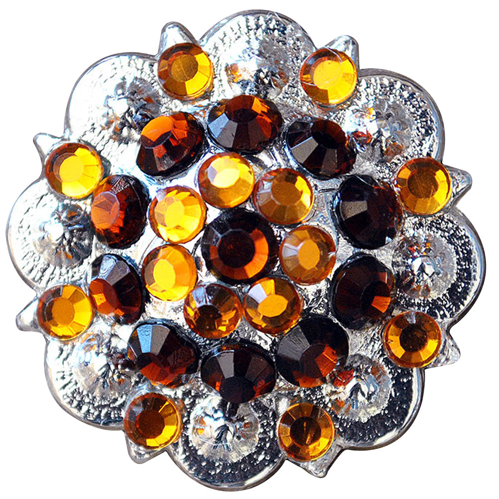 HILASON Brown Crystals Berry Bling Headstall Tack | Western Concho Belt Slotted Conchos Leather Screw Back