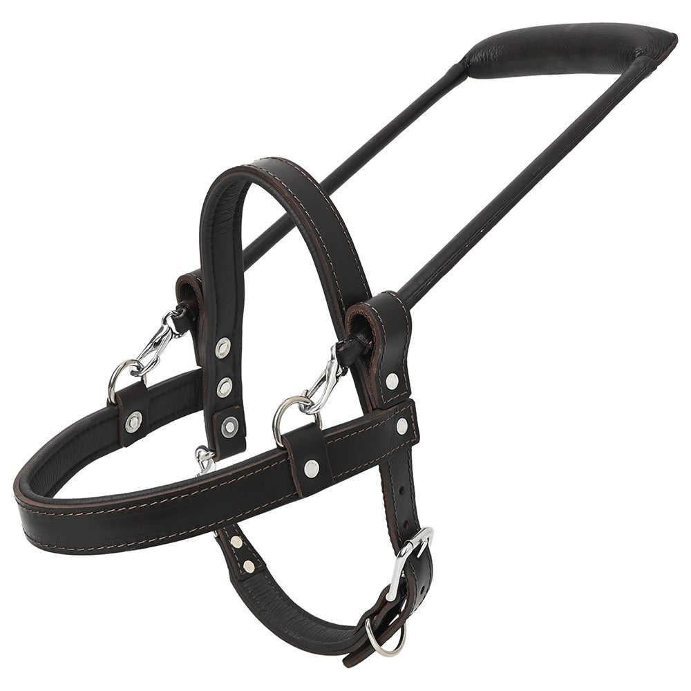 HILASON Guide Dog Harness Brown Padded Genuine Leather with Handle | Adjustable Straps for Training Breathable Therapy