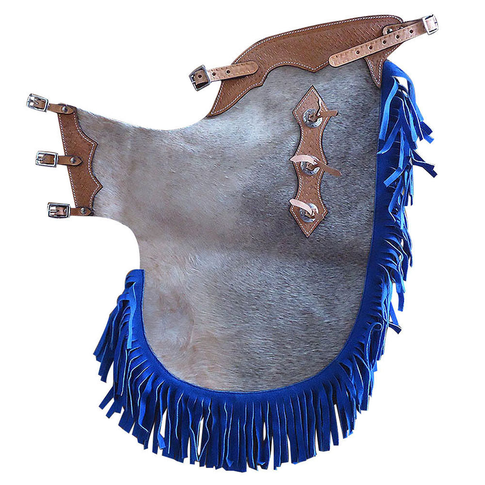 HILASON Western Pro Rodeo Bronc Bull Riding Genuine Leather Chinks Natural Hair | Handmade for Adults Hand Tooled Adult