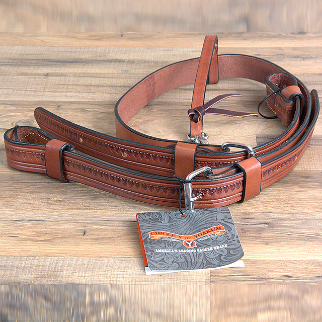 Circle Y 1 1/2" Shell Tooled Horse Leather Flank Cinch Girth Regular Oil