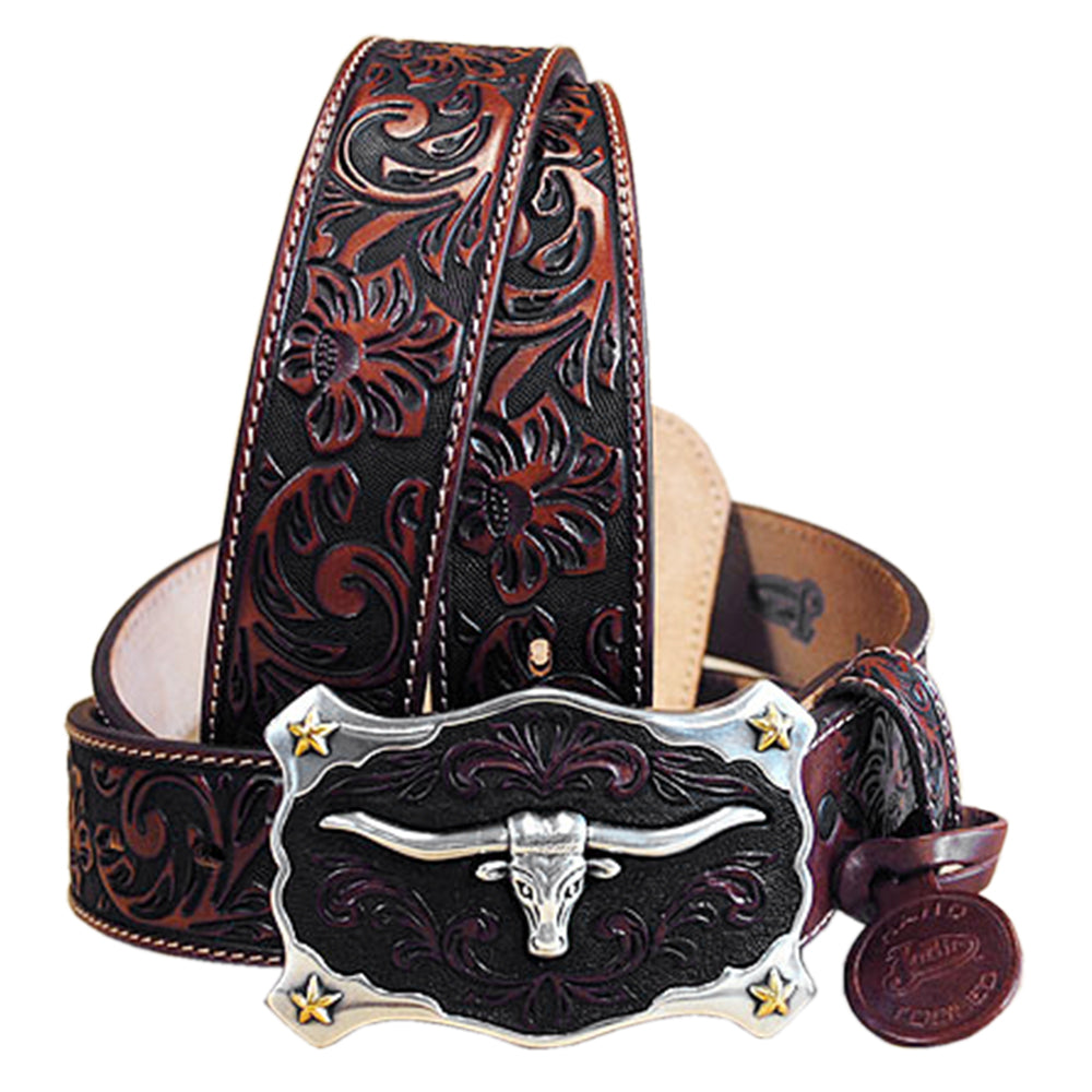26 In Hilason Hand Tooled Western Leather Mens Womens Belt Brown