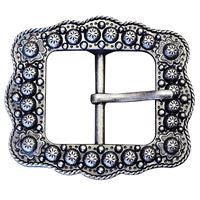 HILASON Western Screw Back Concho Silver Finished Belt Buckle With Rope Edge | Slotted Conchos