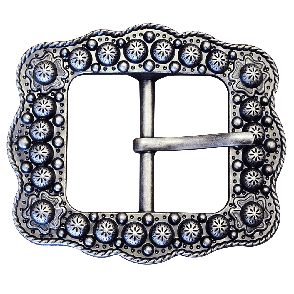 HILASON Western Screw Back Concho Silver Finished Belt Buckle With Rope Edge | Slotted Conchos
