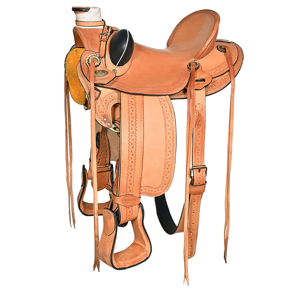 HILASON Western Horse Wade Saddle American Leather Ranch Roping Tan | Hand Tooled & For Horses
