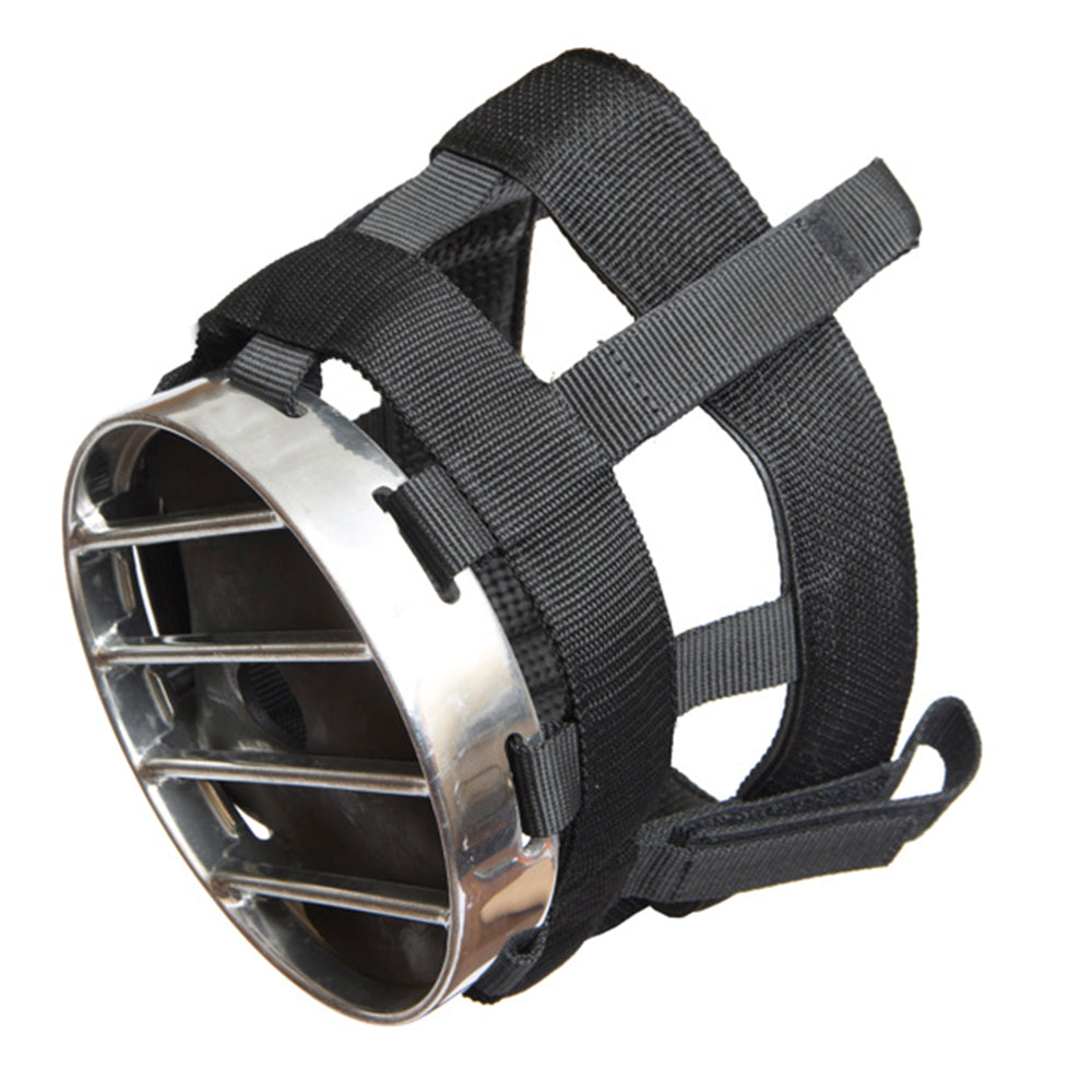 Aluminum Framed Cribbing Biting Muzzle Nylon Web Rubber Padding Black