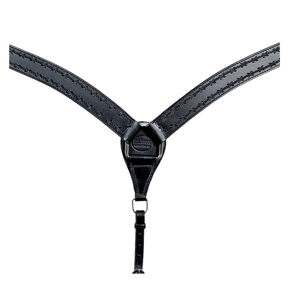 HILASON Western Horse Headstall Breast Collar Set Genuine American Leather Barb Wire Black | For Horses