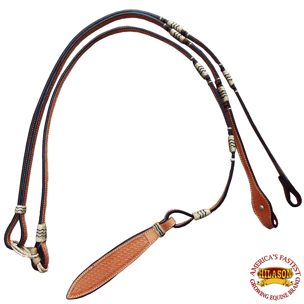 HILASON Western Genuine Leather Rawhide Horse Show Romal Reins