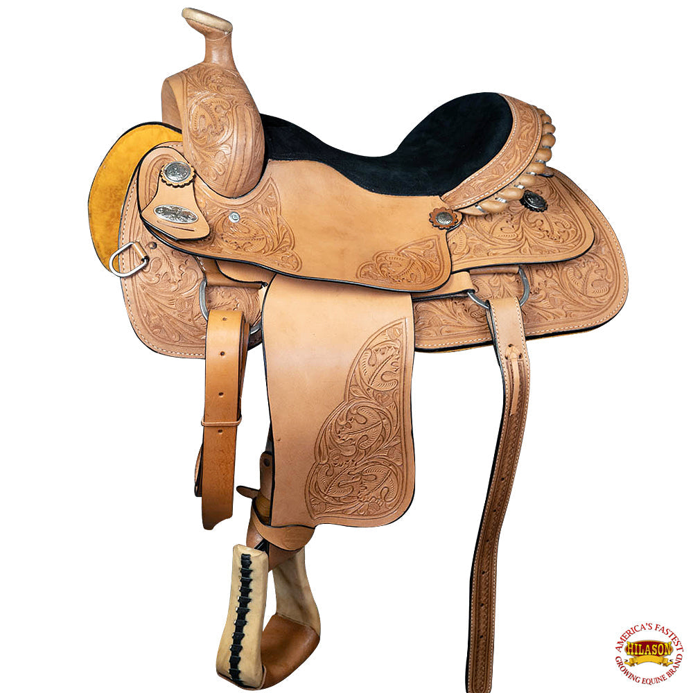 Western Horse Saddle American Leather Cowboy Trail Ranch Roping Tan Hilason
