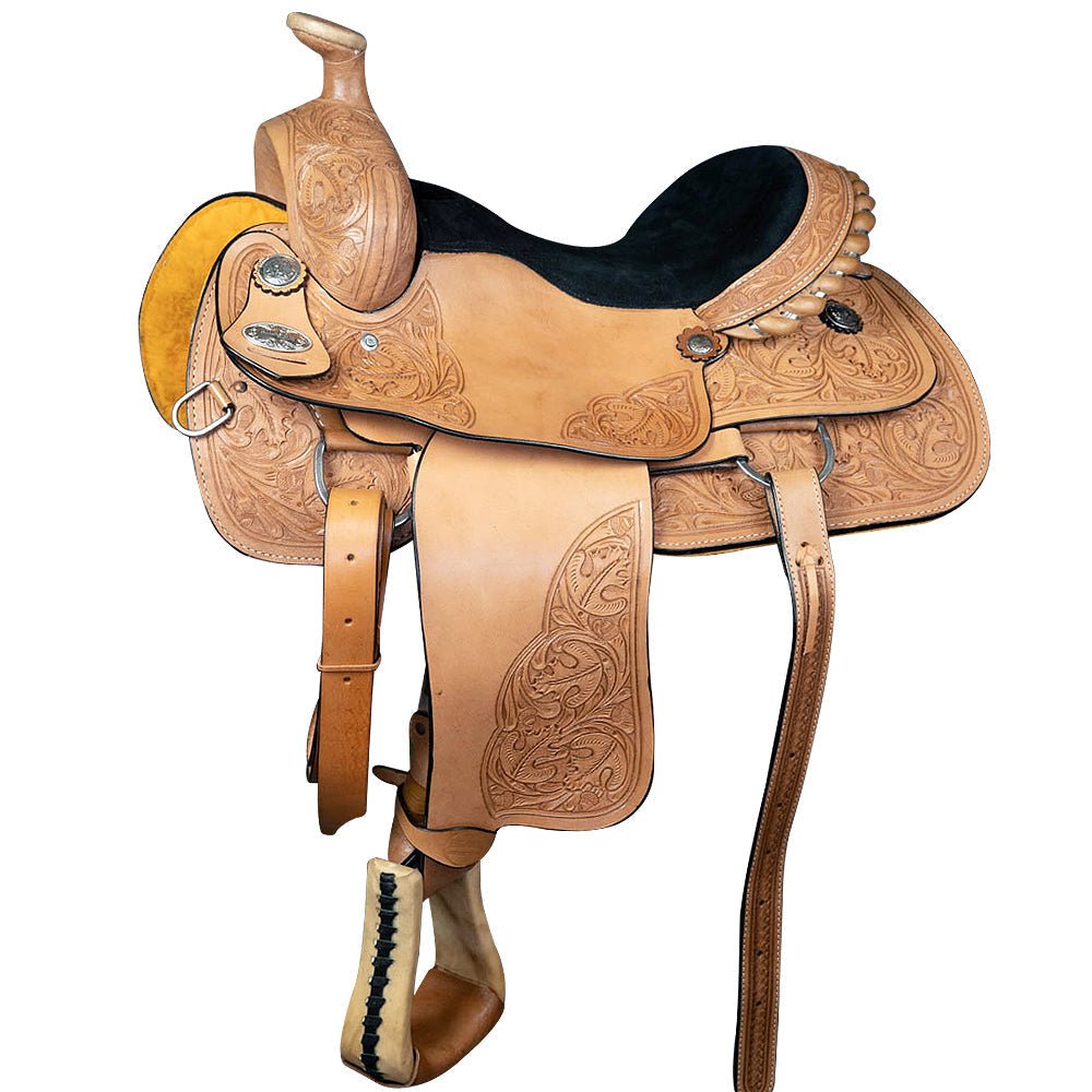 Western Horse Saddle American Leather Cowboy Trail Ranch Roping Tan Hilason