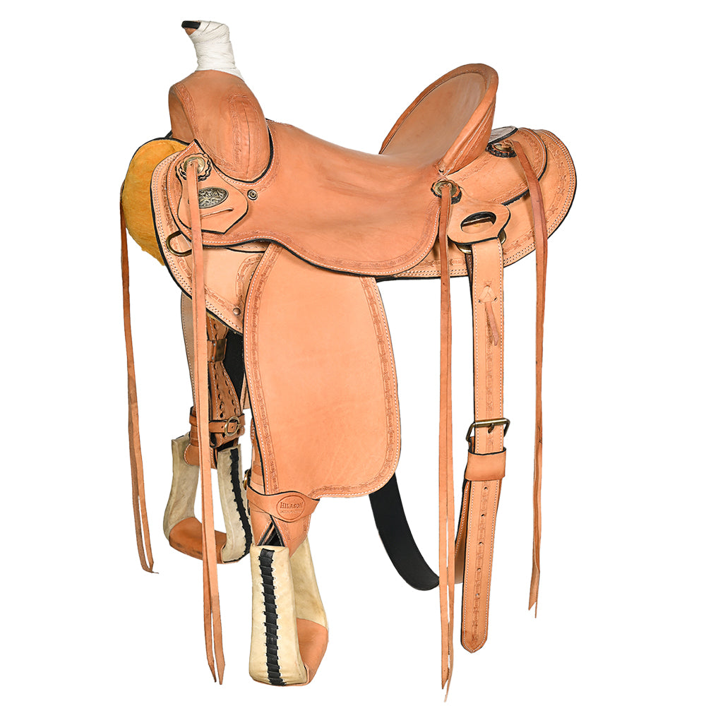 HILASON Western Horse Saddle American Leather Ranch Roping Trail Tan | Hand Tooled Wade & For Horses