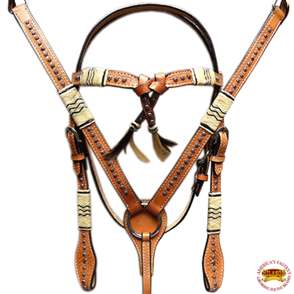 HILASON Western Horse Headstall Breast Collar Set Tack American Leather | Headstall Bridle for Horses Western | Horse Headstall Bridle | Western Headstalls Bridle for Horses