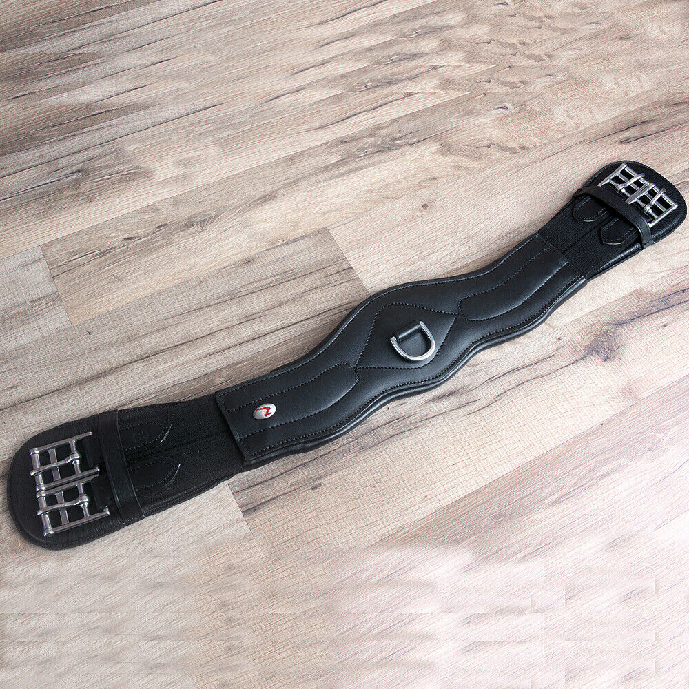 30" Horze Smooth Dressage Contoured Leather Horse Saddle Cinch Girth Black