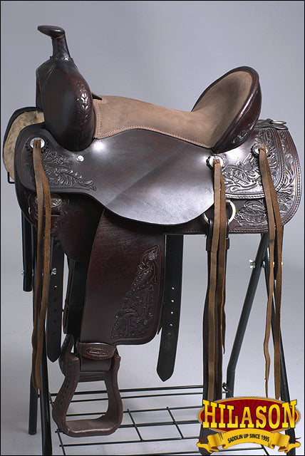 Hilason Western Hand Tooled Leather Cowboy Wade Ranch Roping Saddle Brown