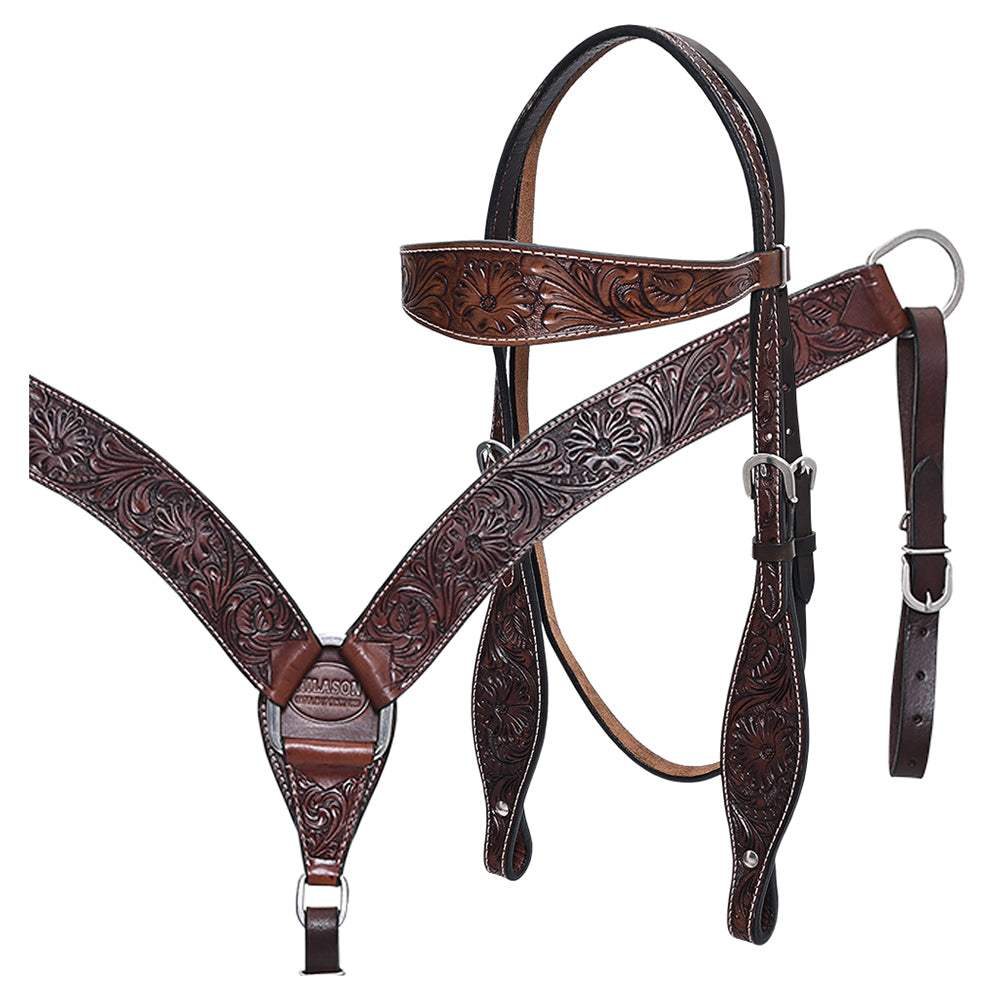 HILASON Western Horse Headstall Breast Collar Set Tack Genuine American Leather | For Horses Headstalls