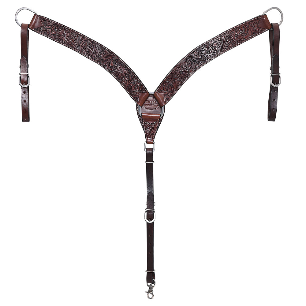 HILASON Western Horse Headstall Breast Collar Tack Genuine American Leather Floral Dark Brown