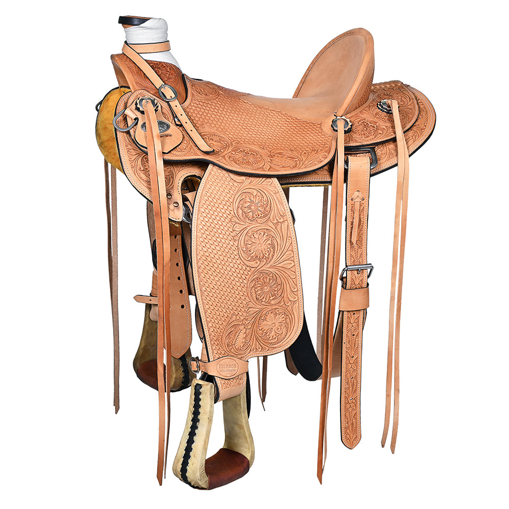 HILASON Western Horse Wade Saddle American Leather Ranch Roping Tan | Hand Tooled & For Horses