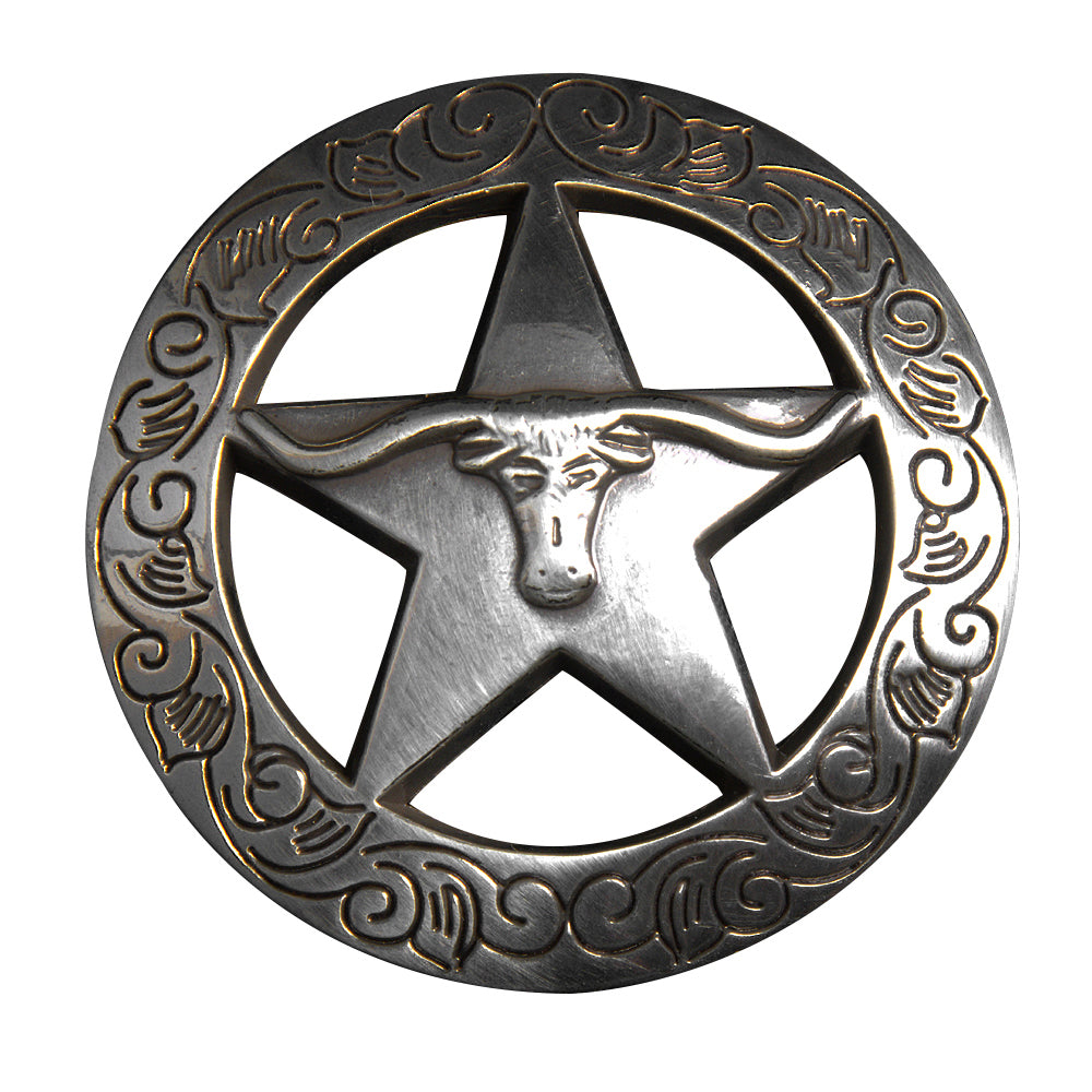 HILASON Western Screw Back Concho 1.5 In Silver Longhorn Star Saddle Cowgirl | Belt Slotted Conchos