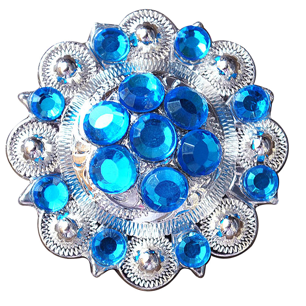 HILASON Western Berry Conchos Glass Rhinestones Bling Tack Cowgirl Capri Blue Color | Concho Belt Slotted