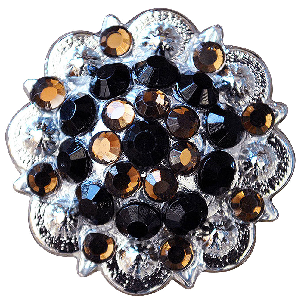 HILASON Western Berry Conchos Glass Rhinestones Bling 1.5" Tack Cowgirl Black Brown Color | Slotted Concho