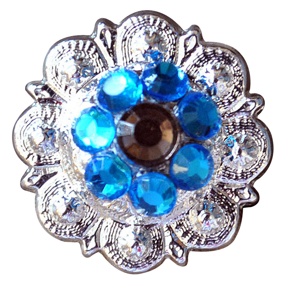 HILASON Western Screw Back Concho Nickel Finish Berry Saddle Cowgirl Capri Blue and Brow Color | Slotted Conchos