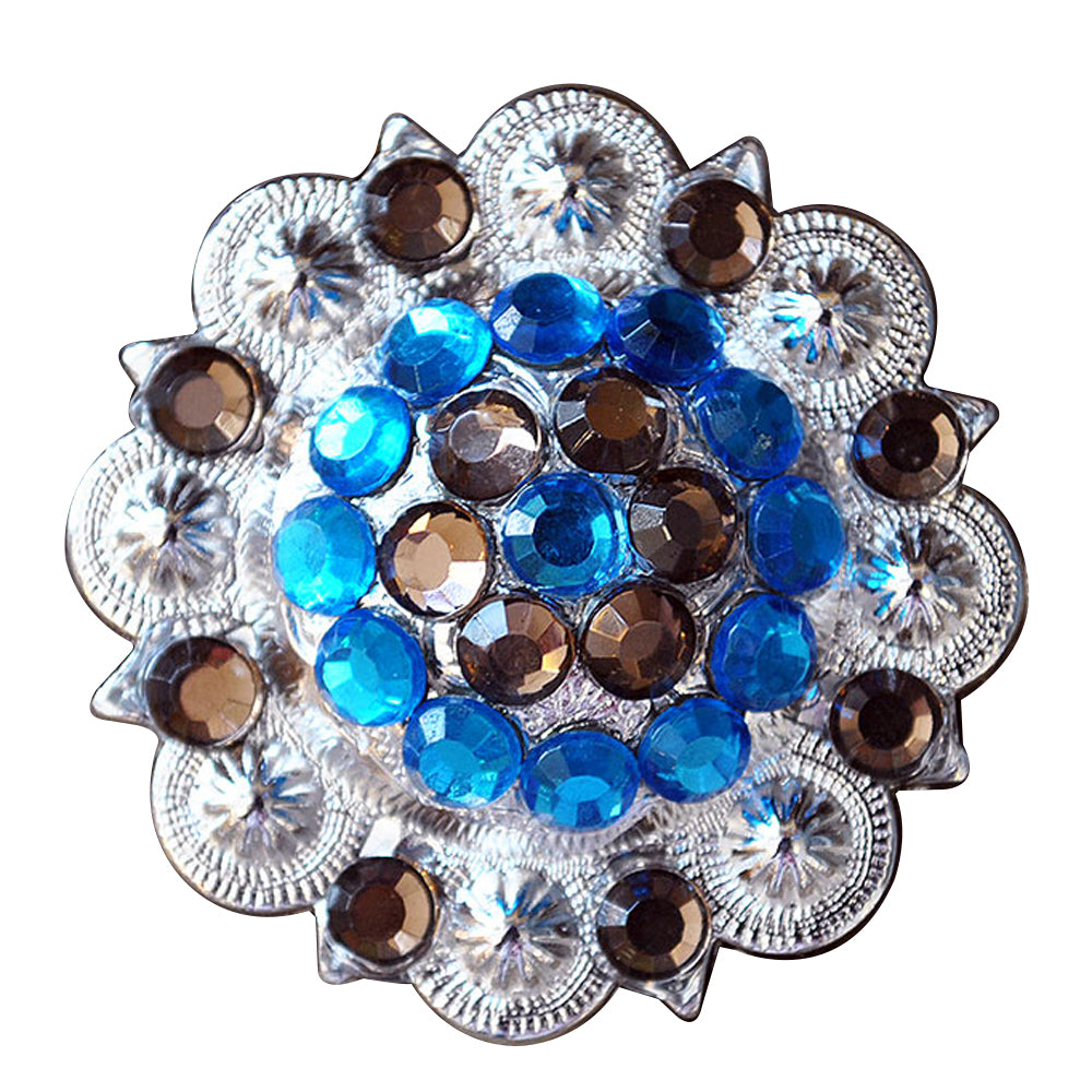 HILASON Western Screw Back Concho Capri Blue & Brown Nickle Finish Saddle | Belt Slotted Conchos