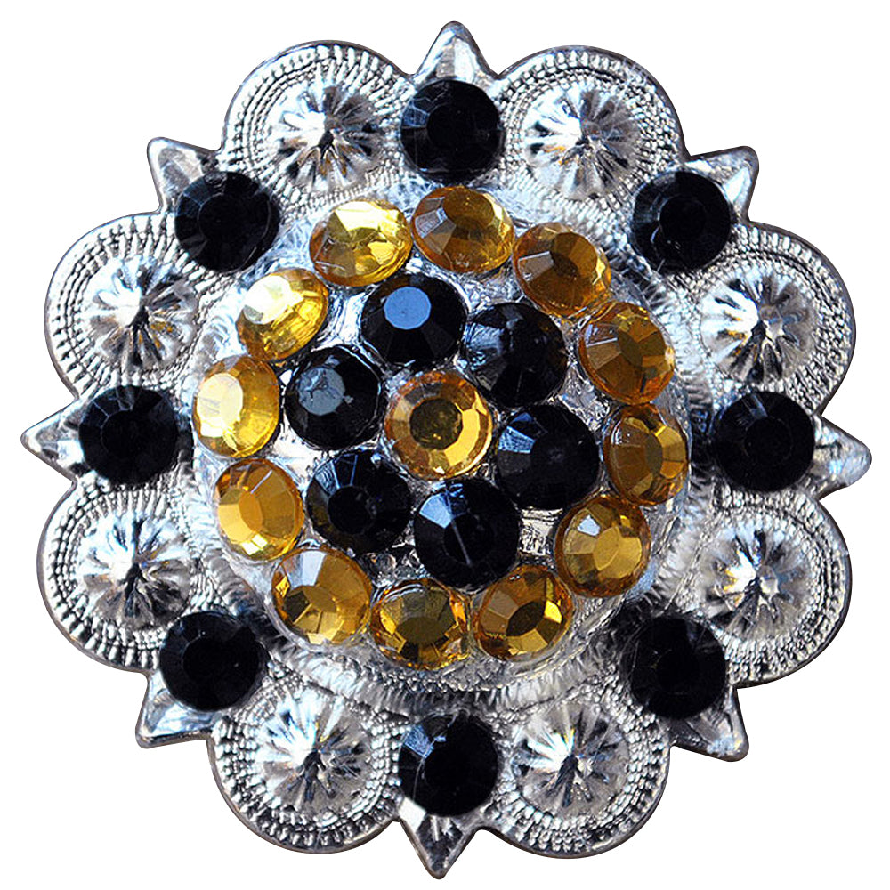 HILASON Set of 32 Western Screw Back Concho Black & Citrine Crystal Berry Saddle Bling | Slotted Conchos