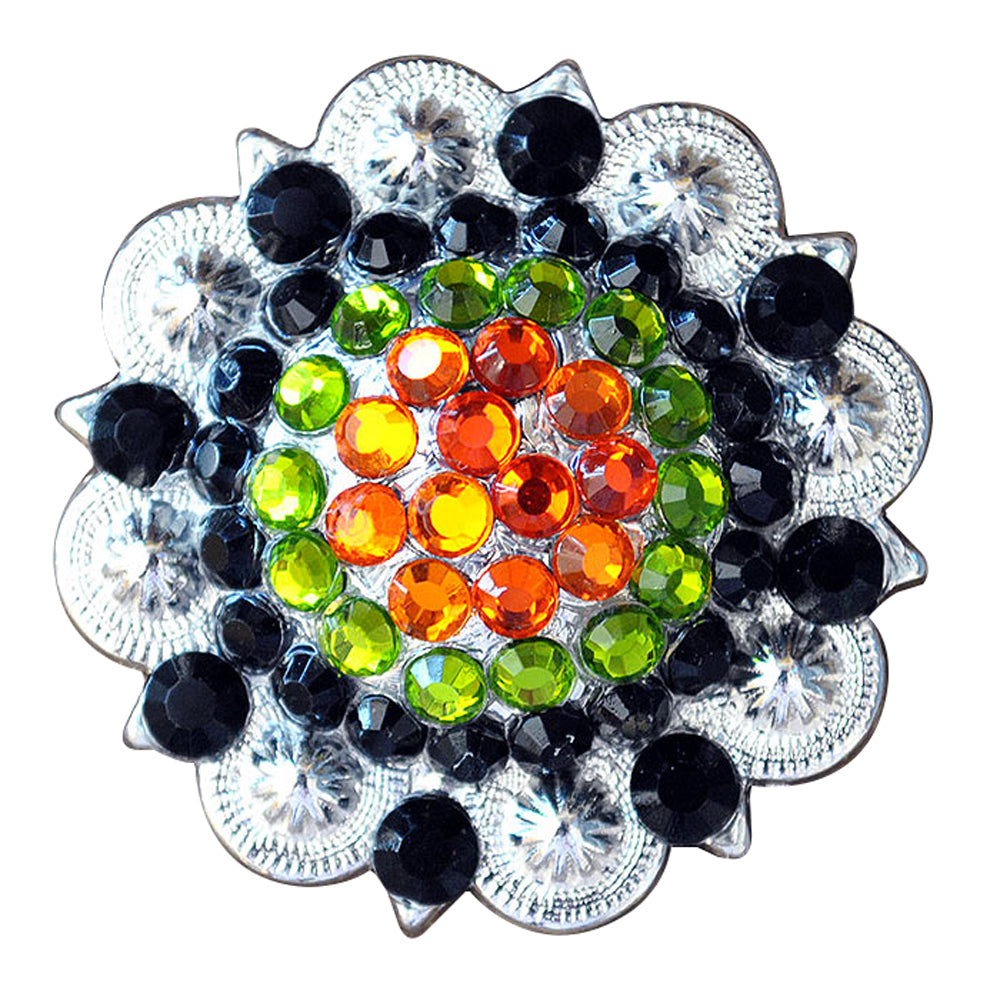 HILASON Western Nickle Plated Rhinestone Berry Concho Bling | Belt Slotted Conchos