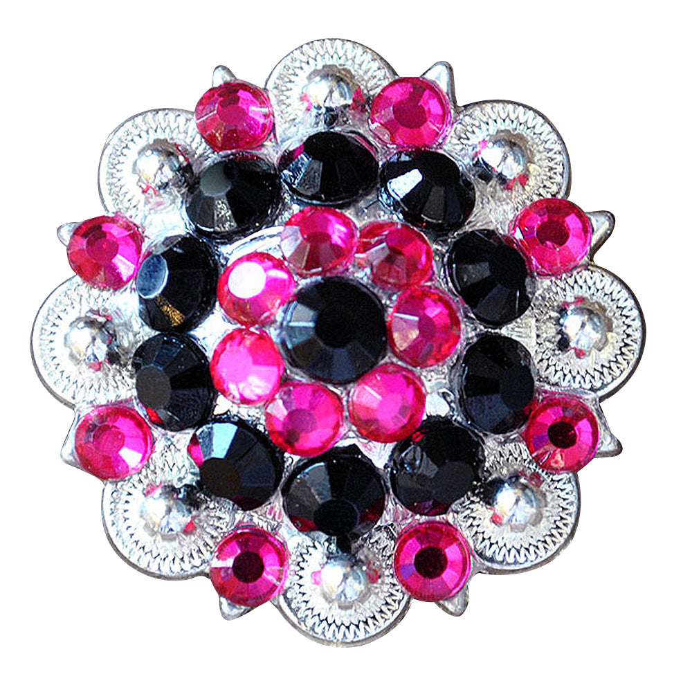 HILASON Black Hot Pink Crystals Berry Headstall Saddle Tack | Western Concho Belt Slotted Conchos