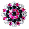 HILASON Black Hot Pink Crystals Berry Headstall Saddle Tack | Western Concho Belt Slotted Conchos