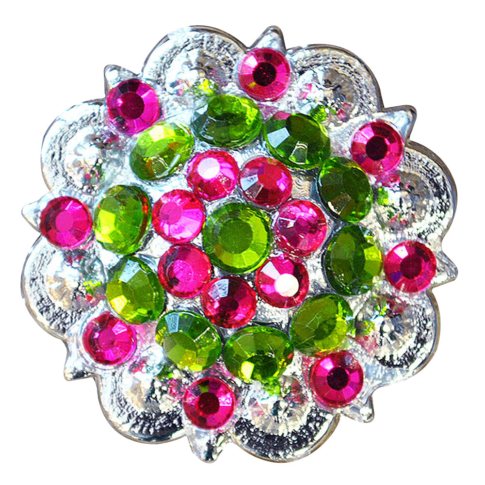 HILASON Western Berry Conchos Glass Rhinestones Bling Tack Cowgirl Peridot-Fuchsia Color | Concho Slotted