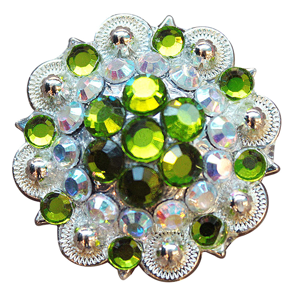 HILASON Western Berry Conchos Glass Rhinestones Bling Tack Cowgirl Peridot-Crystalab Color | Concho Slotted