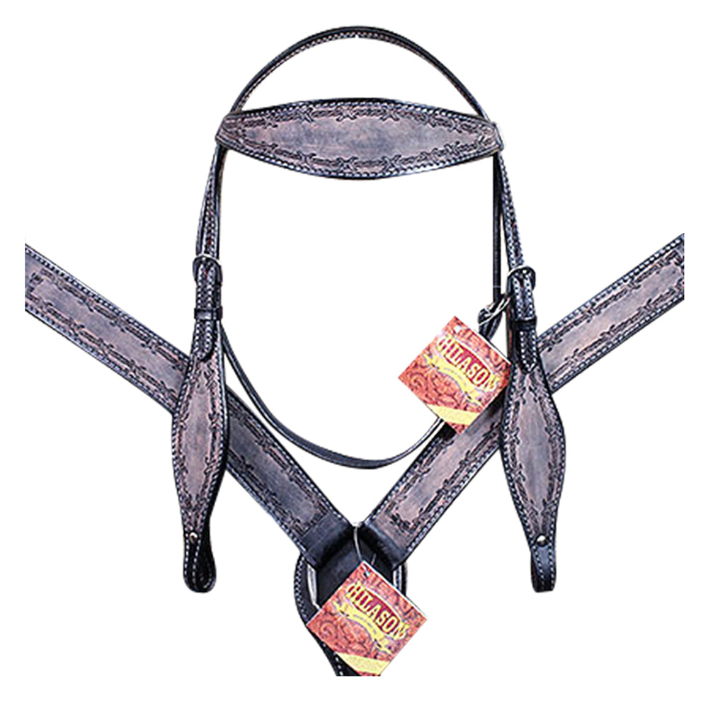 HILASON Western Horse Headstall Breast Collar Set Tack Genuine American Leather | For Horses Headstalls