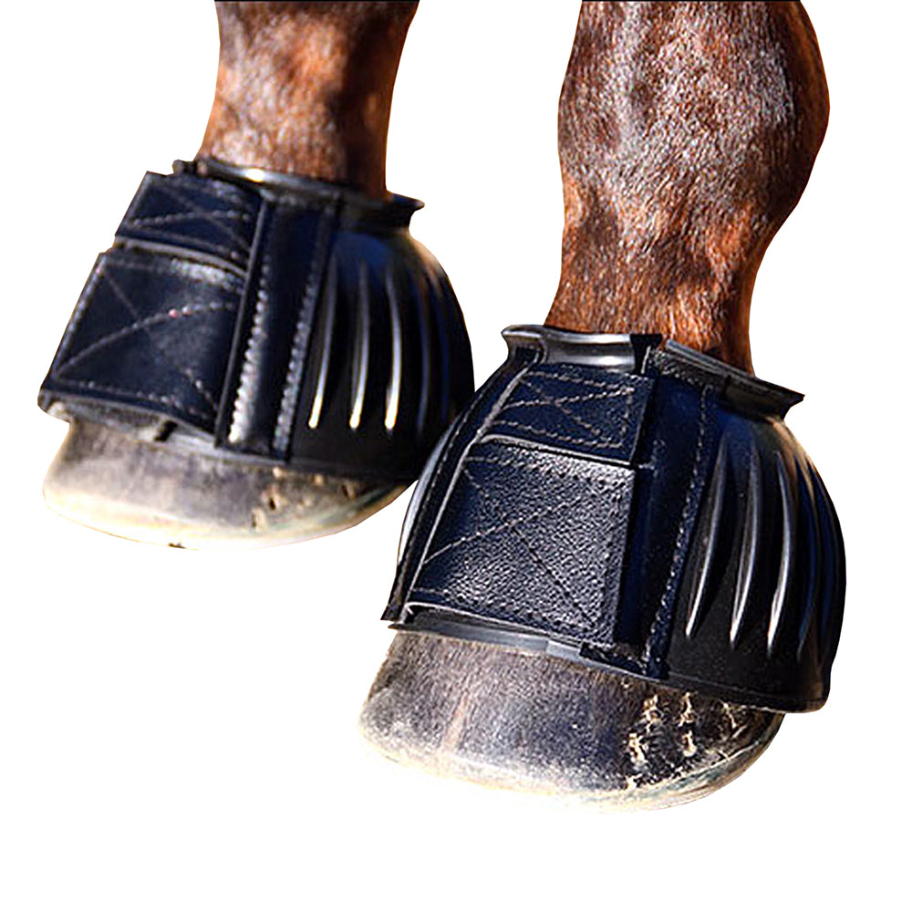 Large Professional Choice Easy On Rubber Horse Bell Boots Black