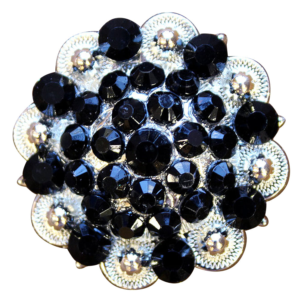 HILASON Western Berry Conchos Glass Rhinestones Bling Tack Cowgirl Black Color | Bridle Slotted