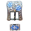 Hilason Screw Back Concho Rosap Crystals Floral Copper Buckle Set Belt