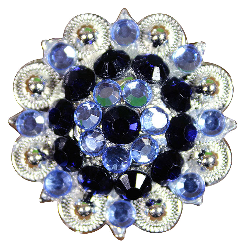 HILASON Monaq Blue Black Crystals Berry Headstall Saddle | Western Concho Belt Slotted Conchos Leather Screw Back