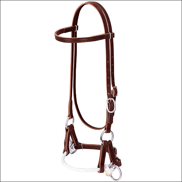 Weaver Leather Deluxe Latigo Side Pull Single Rope Horse Headstall