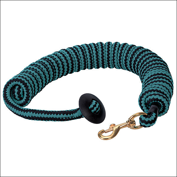 Turquoise Blk 3/4X25Ft Weaver Cotton Lunge Line Horse Rubber Stopper Brass Snap