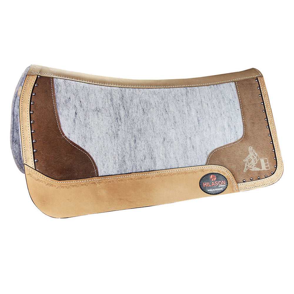 Western Wool Felt Horse Saddle Pad Leather Border Barrel Racer Cowboy