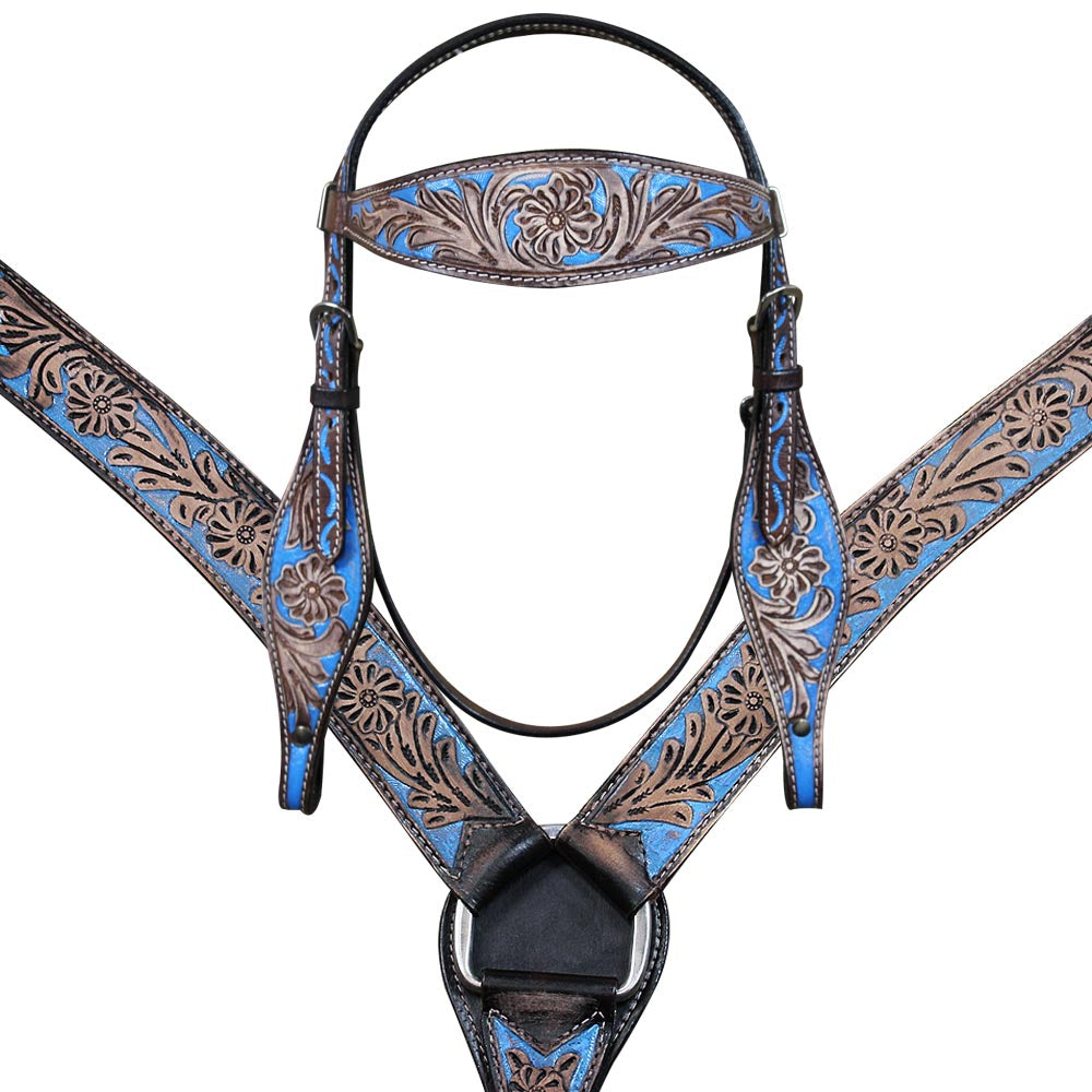 HILASON Western Horse Headstall Breast Collar Set Tack Genuine American Leather | For Horses Headstalls