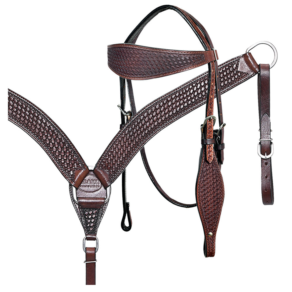 HILASON Western Horse Headstall Breast Collar Set Tack Genuine American Leather | For Horses Headstalls