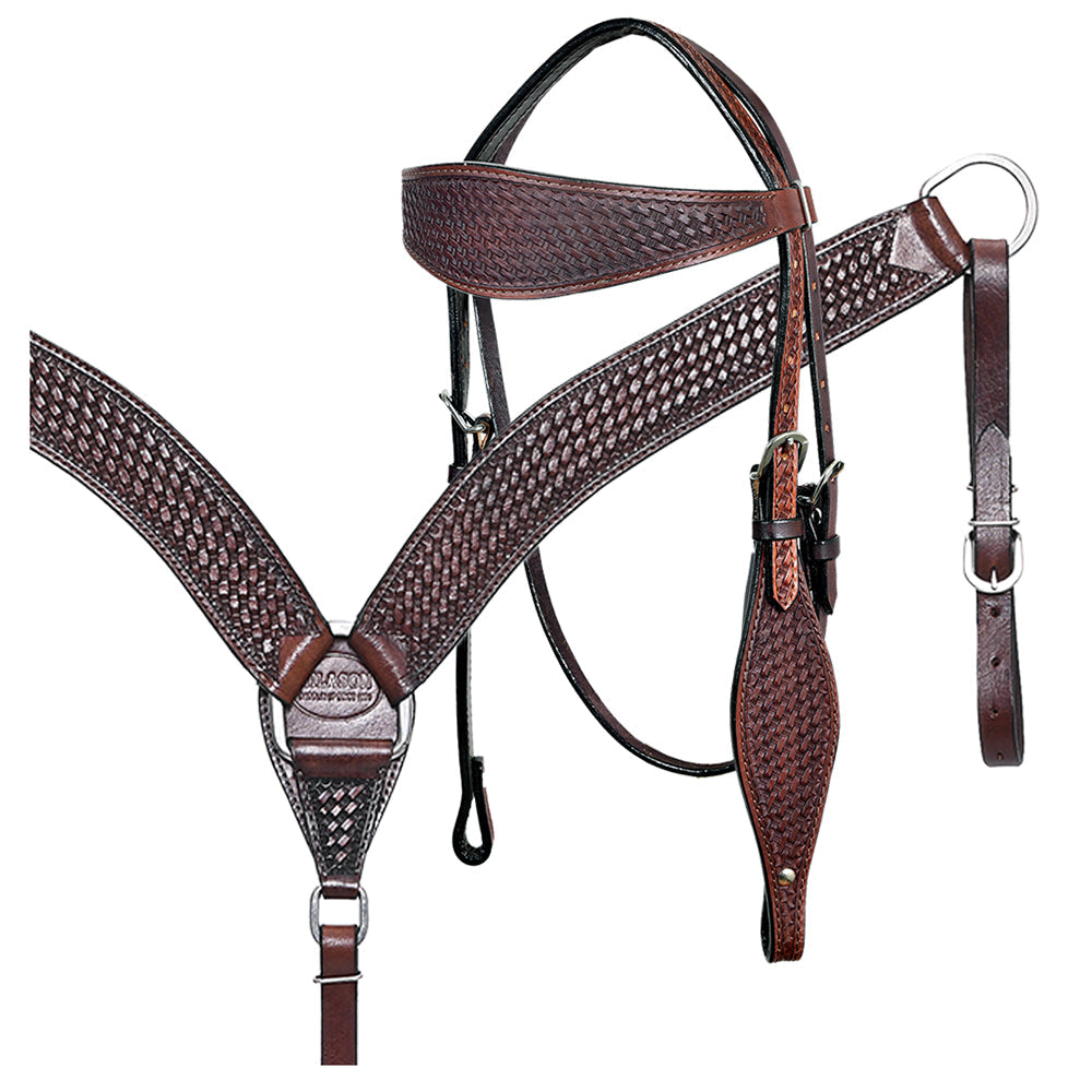 HILASON Western Horse Headstall Breast Collar Set Tack Genuine American Leather