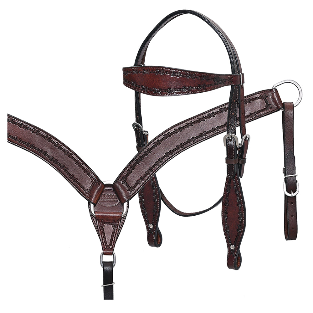 HILASON Western Horse Headstall Breast Collar Set Tack Genuine American Leather | For Horses Headstalls