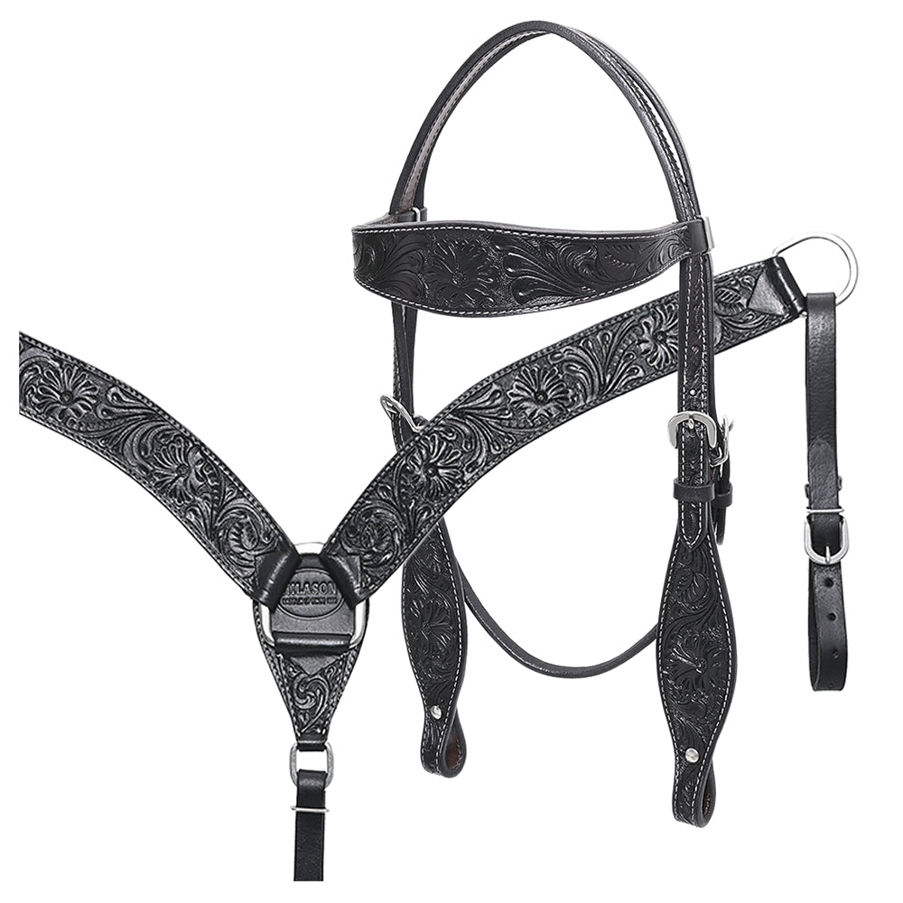 HILASON Western Horse Headstall Breast Collar Set Tack Genuine American Leather | For Horses Headstalls