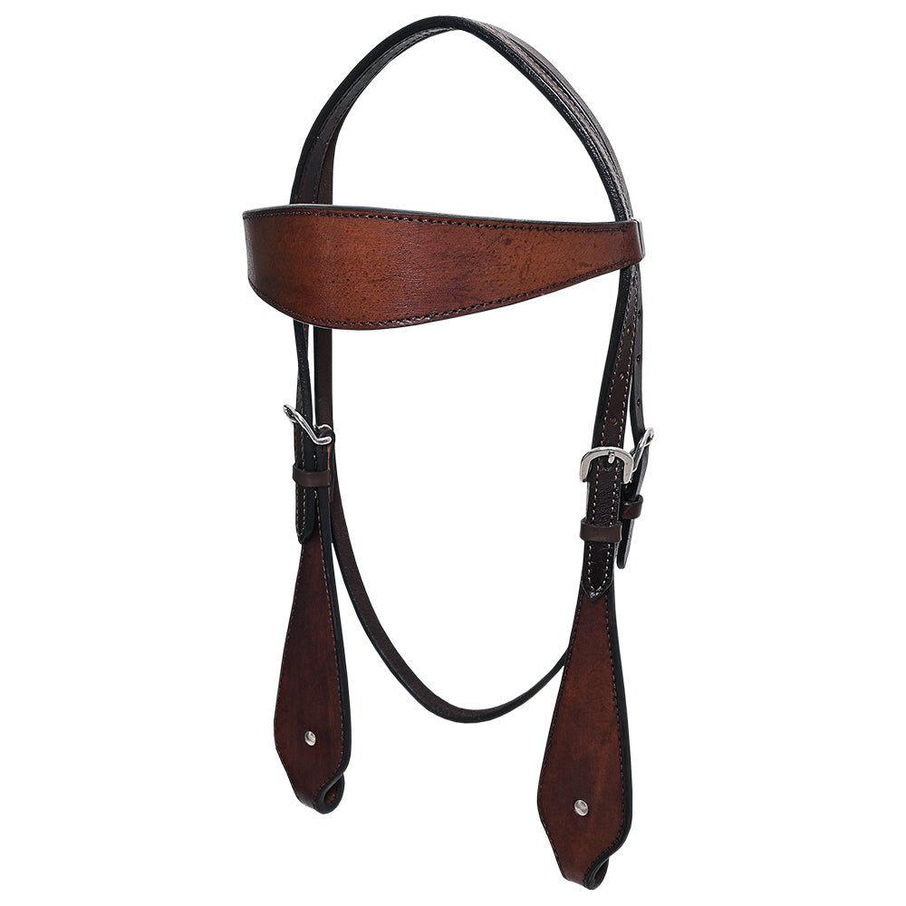 HILASON Western Horse Headstall Breast Collar Set Genuine American Leather Plain Dark Brown | For Horses