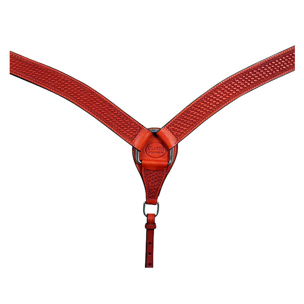 HILASON Western Horse Headstall Breast Collar Set Genuine American Leather Basket Weave Mahogany | For Horses