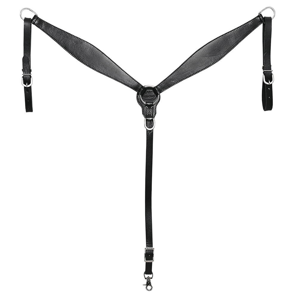 HILASON Western Horse Headstall Breast Collar Set Genuine American Leather Plain Black | For Horses