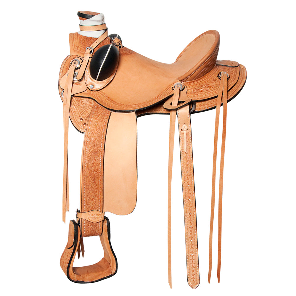 HILASON Western Horse Wade Saddle American Leather Ranch Roping Tan | Hand Tooled & For Horses