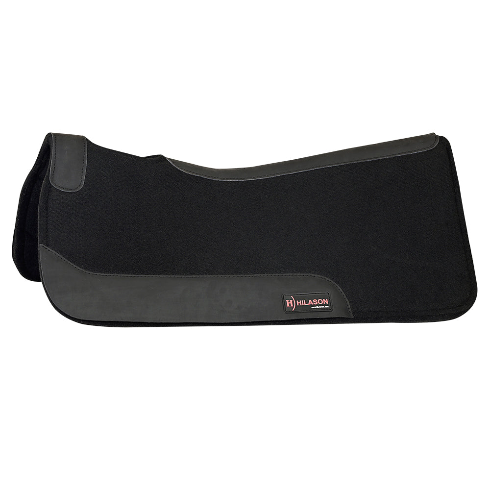 HILASON Western Wool Felt Horse Saddle Pad W/ Distressed Wear Leather | for Horses