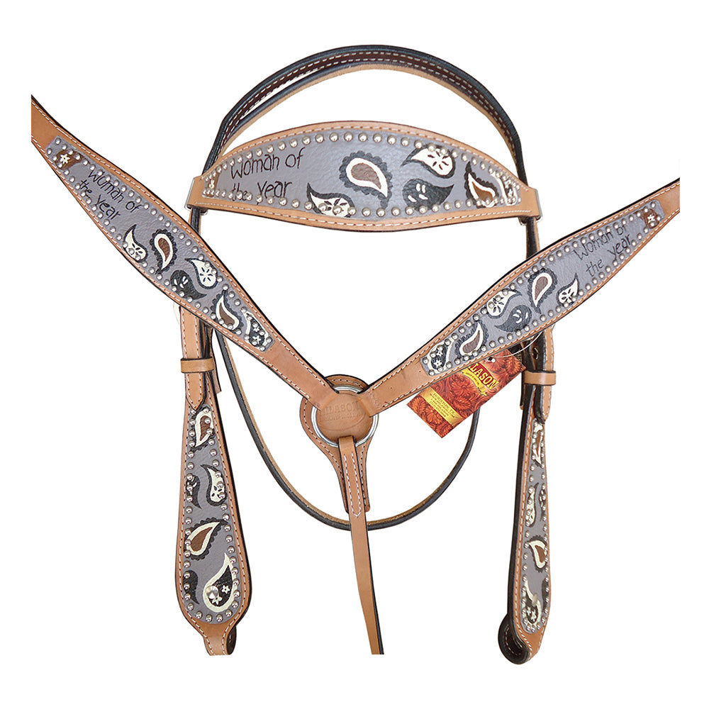 HILASON Western Horse Leather Headstall & Breast Collar Set Tan